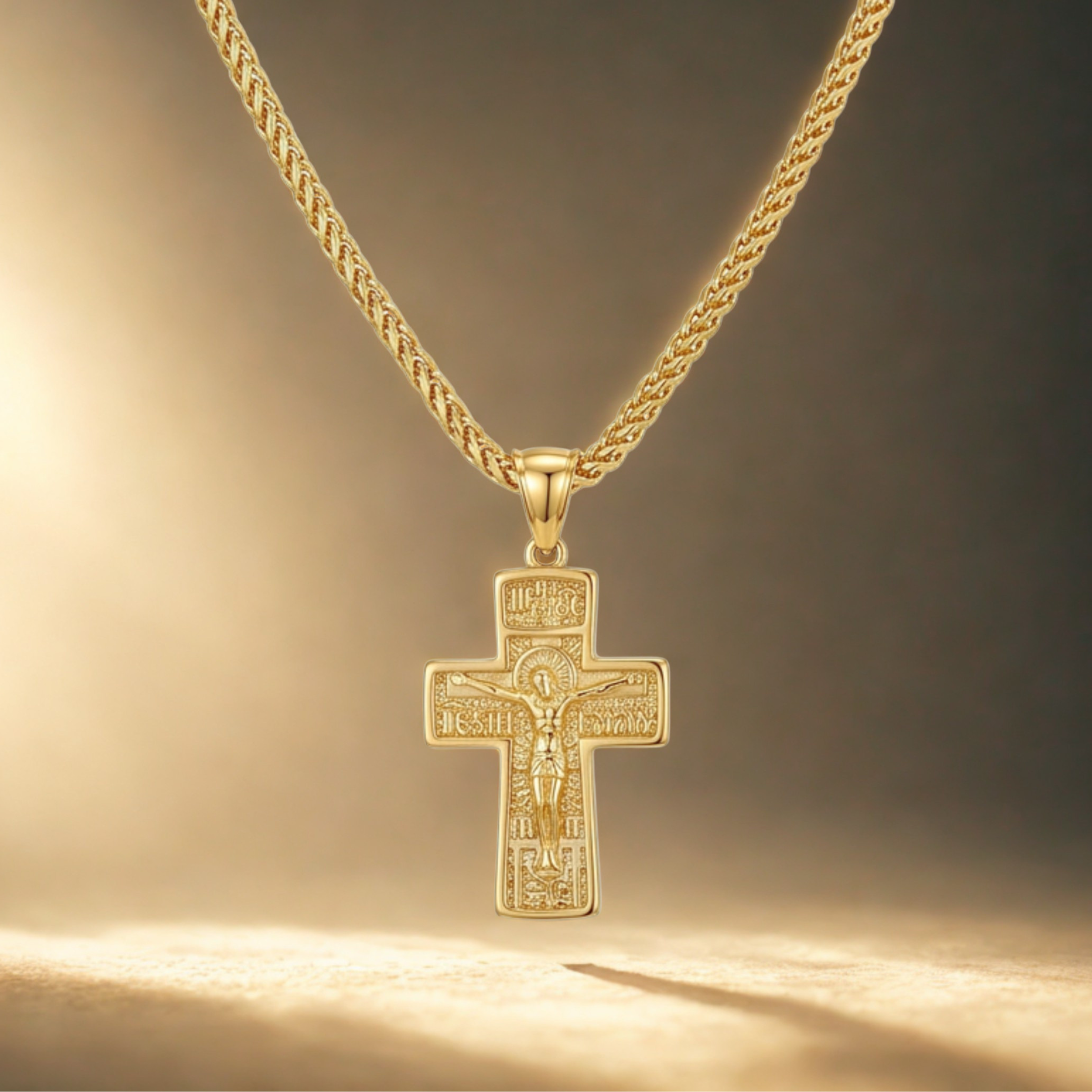 Combo Cadena Chinesca + Dije Cruz Cristo Relieve
