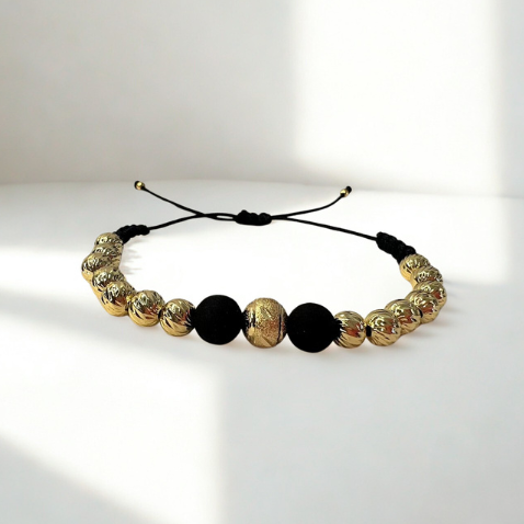 Pulsera con 14 balines italianos #6 y 1 balín central diamantado #8