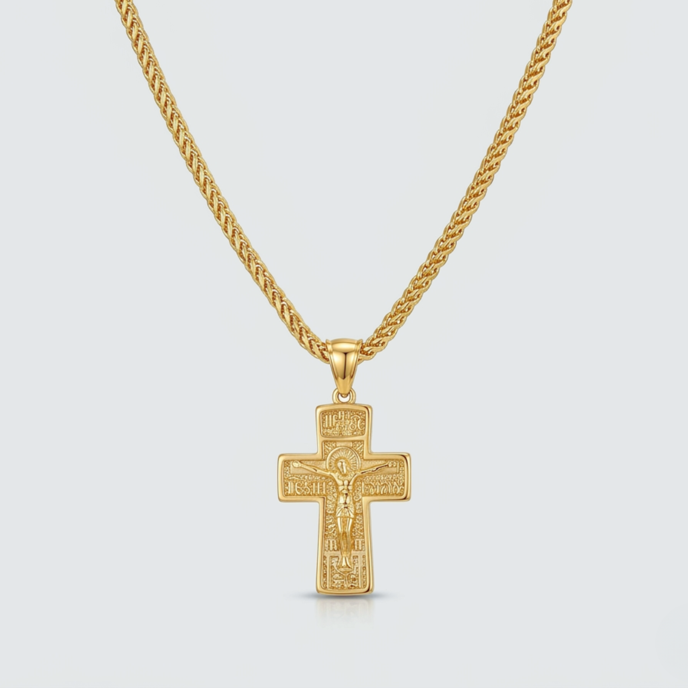 Combo Cadena Chinesca + Dije Cruz Cristo Relieve