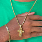 Combo Cadena Chinesca + Dije Cruz Cristo Relieve