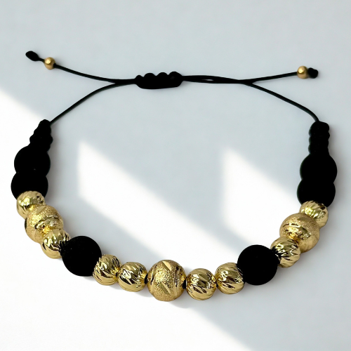 Pulsera con 8 balines italianos #6 y 3 balines centrales diamantados #8